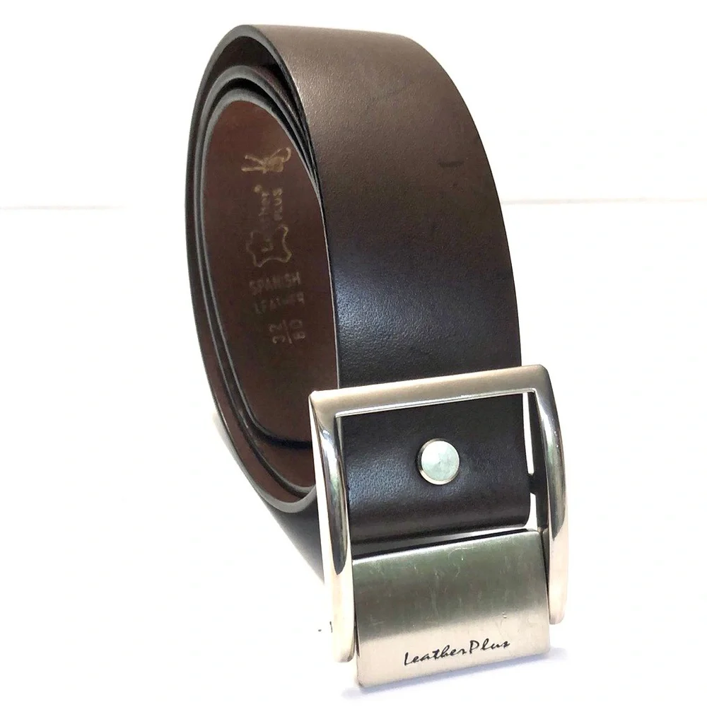 Leather Plus Brown Silver Spanish Leather Belt size 32